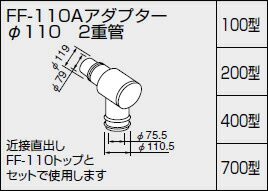 【0700388】ノーリツ 給湯器 関連部材 給排気トップ（2重管方式及び2本管方式） FF-110Aアダプター φ110 2重管 700型【純正品】