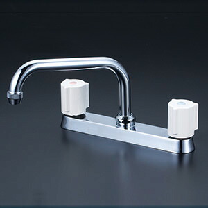 KVK ケーブイケー 【KM8GNR2】 2ハンドル混合栓（取付ピッチ204mm）240mmパイプ付【純正品】｜水道材料屋 一番館