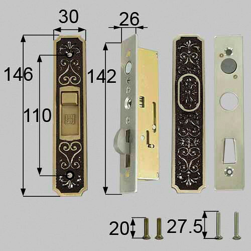 azwb509 LIXIL リクシル・トステム 引戸召合せ内錠セット 玄関引戸部品 【純正品】