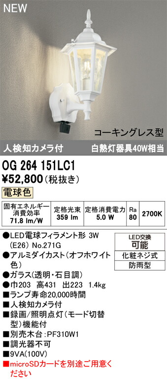 エクステリアライト オーデリック OG264151LC1