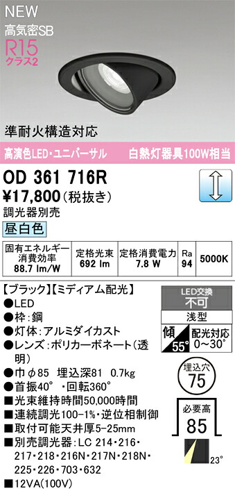 落ち込むともし火 オーデリック OD361716R ライト・照明器具-インテリア・寝具・収納-ダウンライト