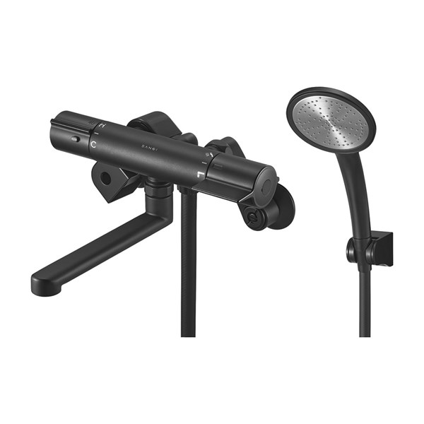 【受注生産品】 三栄水栓【SK18C-5-MDP】サーモシャワー混合栓 パイプ170mm 混合水栓 マットブラック【純正品】