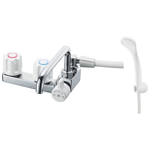 SK71041R-W-13 三栄水栓[SANEI] ツーバルブデッキシャワー混合栓（一時止水） 混合栓 台付ツーバルブ（ミキシング）【純正品】