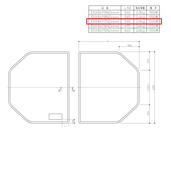 【EKK84117N2#ETW】TOTO 風呂ふた 1200割り蓋 部品
