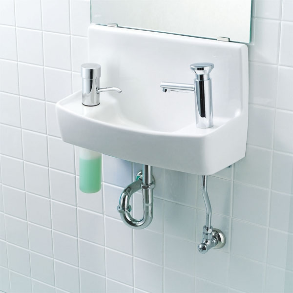 L 4w2b Lixil リクシル トイレ用手洗い器 温水自動水栓 100v 水石けん入れ付タイプ 床給水 床排水 ハイパーキラミック Inax Islandfavours Com