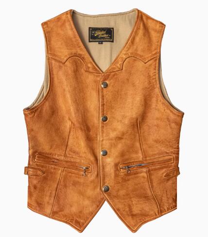 秋冬 新品　レトロ　本革 ユーズド加工　羊革　ライダースジャケット 革ジャン　ベストジャケット Ｓ～5XL　　ブラウン｜Catwalks 1 店