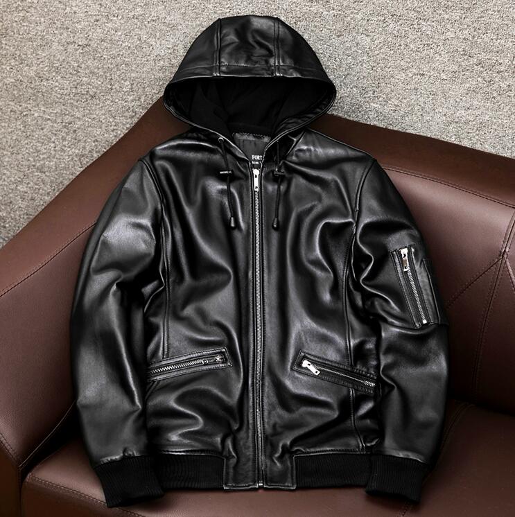 新品 レザージャケット 上品 フード付き本革 高級羊革 ライダースジャケット 革ジャン S~4XL 秋冬 黒|Catwalks 1 店