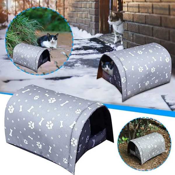 屋外猫用 家 雨に強い 防水 キャンバス 折りたたみ式で暖かい折りたたみ式 猫 家 シェルター