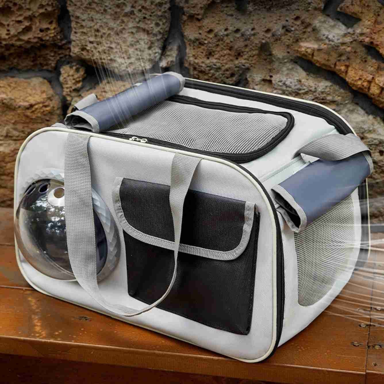 キャリーバ グレー ショルダー 手持ち 肩掛け 小型犬 軽量 可愛い 車載 M ポータブル 旅行 移動 災害避難 通院 ペットバッグ ペットキャ