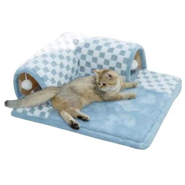キトン用トンネルペットハウス 2 in 1 安全 天然フェルトシェルター 猫 洞窟 トレーニング玩具 ペット用品 子猫用 アクセサリー