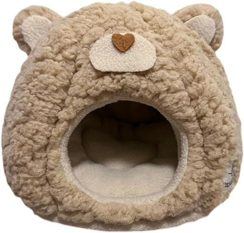 休憩所 遊び場 ブラウン 小屋 お家 かわいい あったか 柔らか ドームベッド ペット用品 保温 防寒 寒さ対策 小動物ベッド 巣箱 ハムスタ