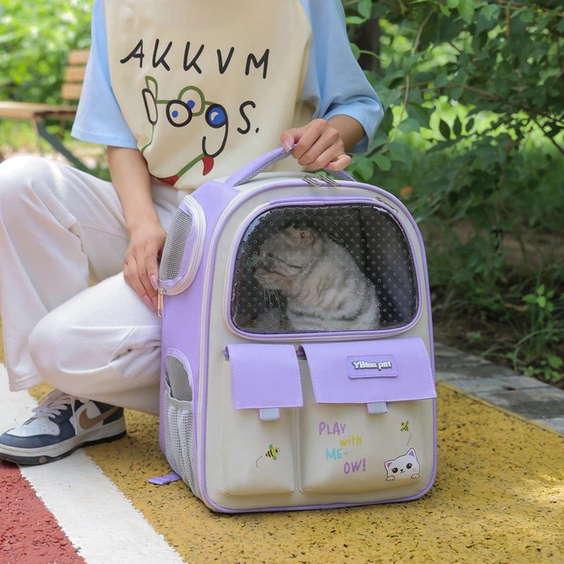 シンプルデザイン ハンドキャリー通気性ペットバッグ リュック 冬用猫用外出ポータブルバッグ 猫ケージ 犬猫共用バッグ