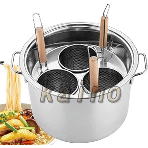 パスタ鍋3/4/5穴パスタ鍋差しいれる押しかぶせる、ステンレス鋼パスタ鍋、差しいれるろ過器提げ篭付き添い人、ホームキッチンレストランの煮炊き物の具に適している 日用品雑貨・文房具・手芸-その他