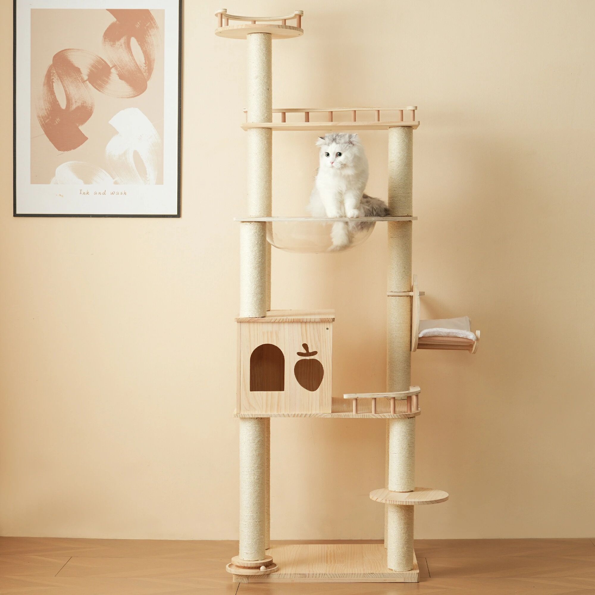 キャットタワー 猫タワー キャットツリー 据え置き 多頭飼い 宇宙船 ネコタワー 上り下りしやすい 爪とぎポール 木製 可愛い 子猫 大型｜Catwalks 1 店