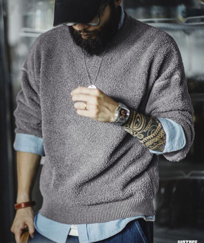 UINTAGE REUERSIBLE FLEECE 秋冬 生あたたかい ボア メンズニットセーター トップス 薄墨色Ｓ～2ＸＬ