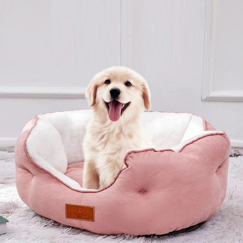 新作 スエード製 犬猫用ペットベッド セミクローズ型 クッション付き 高品質 ペットマット