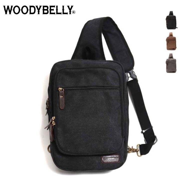 改良版 WOODYBELLY メガボディバッグ メンズ 帆布 キャンバス生地 A4サイズ 大型ボディーバッグ ワンショルダーバッグ 大きい 大きめ 大容量 収納 軽量 軽い 男性 父の日 プレゼント 斜めがけ 肩掛けバッグ 旅行カバン タブレット スマホ