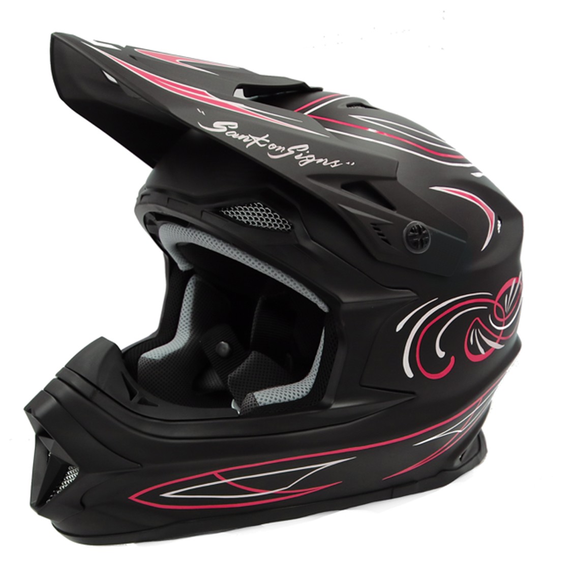 ZEALOT ジーロット オフロードヘルメット フルフェイス MadJumper2 マッドジャンパー2 SOLID MATT BLACK ピンストライプカーリー RED/WHITE | マットブラック レッド×ホワイトピンストライプ godblinc ゴッドブリンク バイク用ヘルメット PSCマーク付き MJ0022
