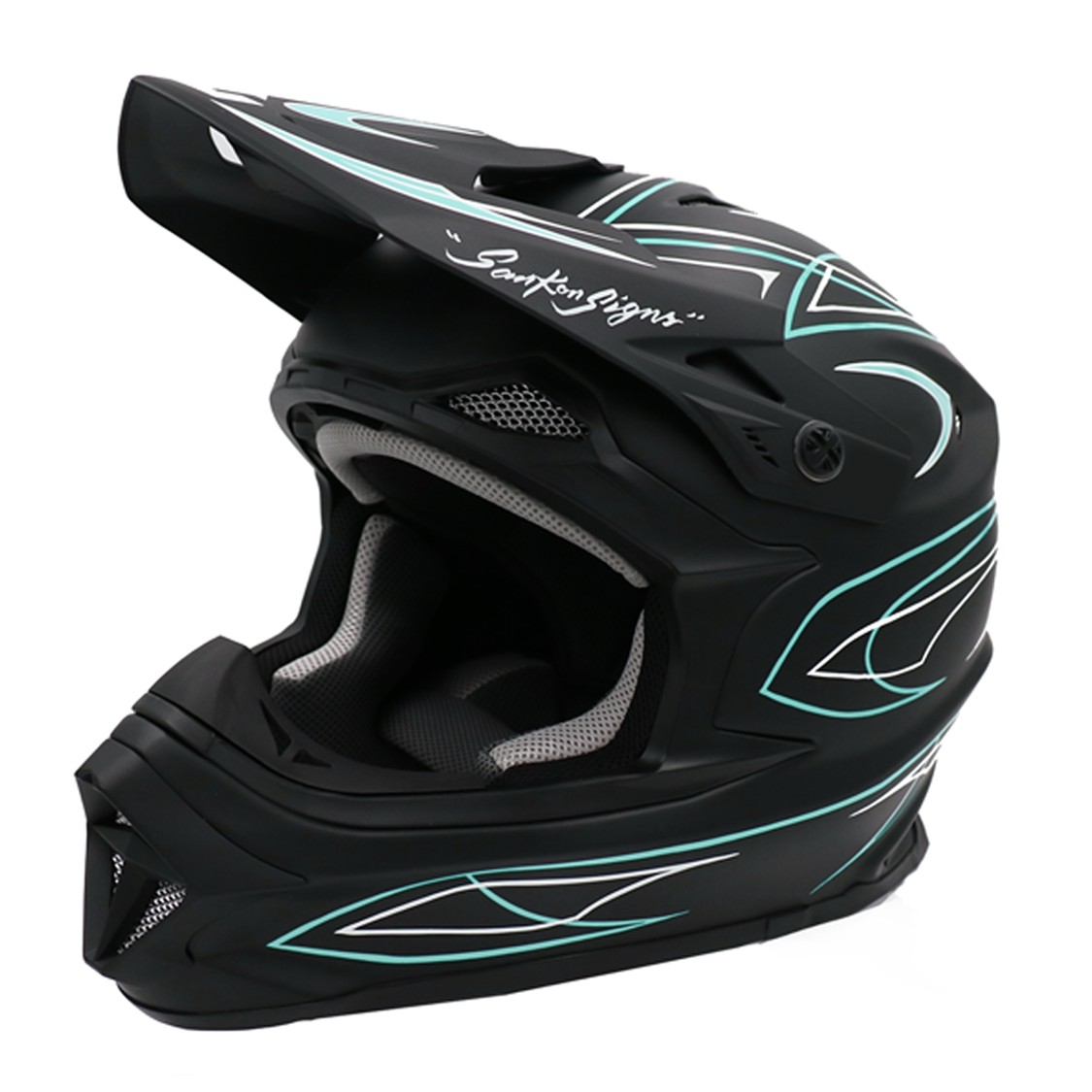 ZEALOT ジーロット オフロードヘルメット フルフェイス MadJumper2 マッドジャンパー2 SOLID MATT BLACK ピンストライプストレート MINT BLUE/WHITE | マットブラック ミントブルー×ホワイトピンストライプ godblinc ゴッドブリンク バイク用 PSCマーク付き MJ0031