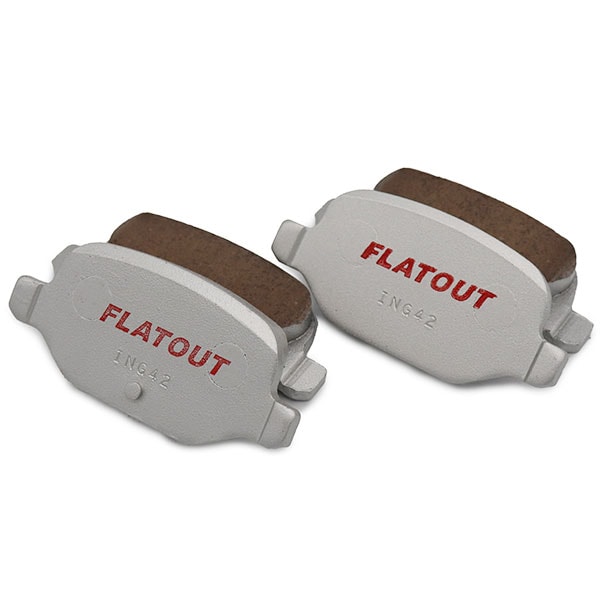 FLATOUT FIAT 1.2/1.4/Twinair/PANDA用 低ダストブレーキパッド フロント　|　フラットアウト フィアット500 1.2 1.4 ツインエア パンダ 用低ダストフロントブレーキパッド ノンアスベスト（ノンスチール材） 使用温度域　0~450℃