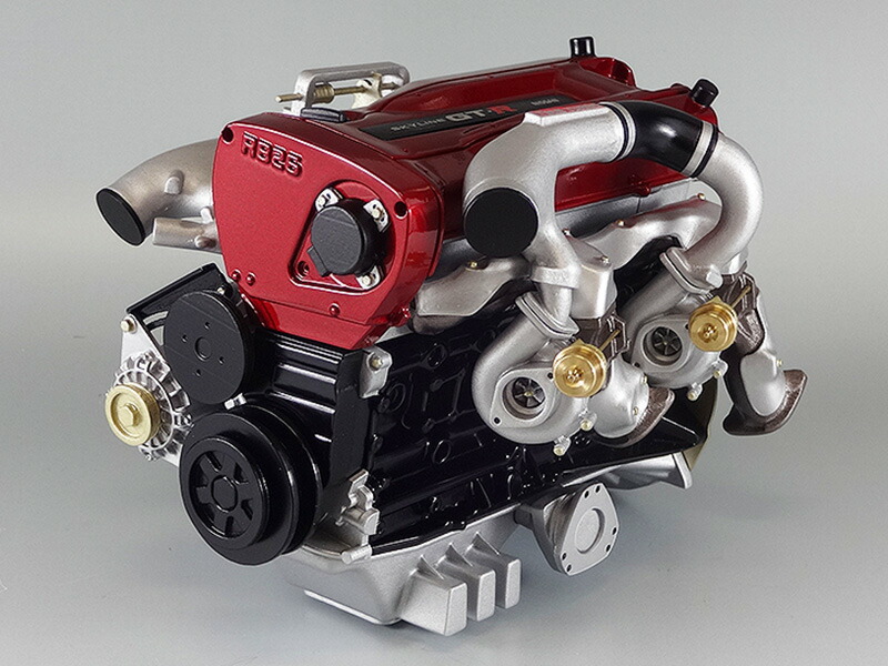 日下エンジニアリング 1/6スケールエンジンモデル 完成品 日産スカイラインGT-R (R34)　RB26DETT BNR34　ウォールナット台座、アクリルケース付属　ハンドメイド 日本製