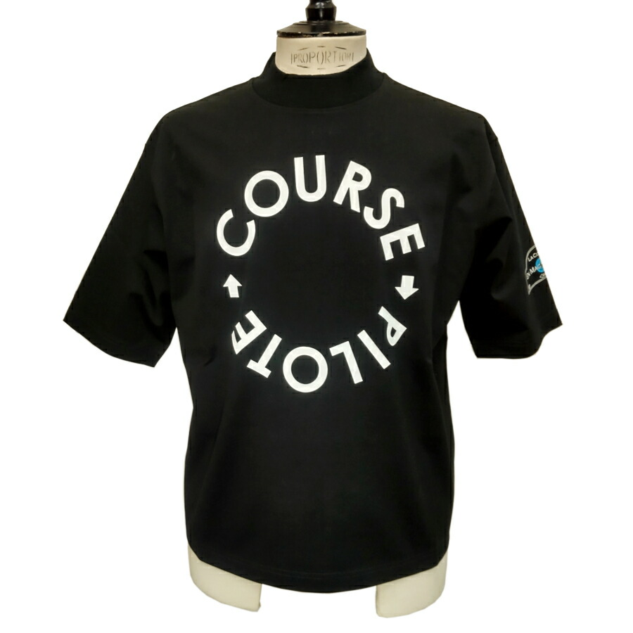 【新入荷】COURSE（教科課程）プルオーバー 半袖 レタード COURSE PILOTE メンズ CR612001-99 黒いこと 黒ｘ白 綿織物 日本製