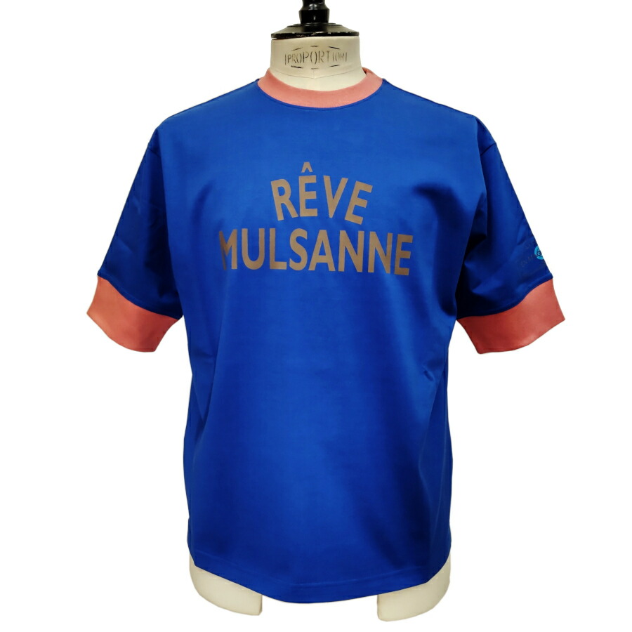 【新入荷】COURSE（教科課程）プルオーバー 半袖 レタード R・・ve Mulsanne メンズ CR612002-83 うす暗い青みｘサクラ色 綿織物 日本製