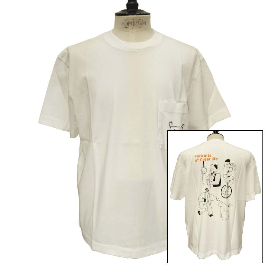 【新入荷】OLOW（オロウ）プルオーバー うしろ側刷り上げる 人と犬などの小間絵 OL612002-14 白いこと 白 オーガニックコットン100% ゆったり影ぼうし【ケイト・マクエニフ】