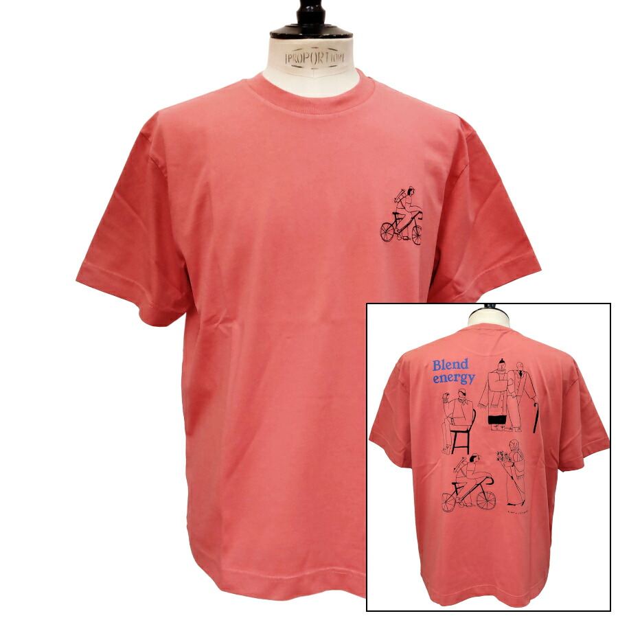 【新入荷】OLOW（オロウ）プルオーバー うしろ側刷り上げる 人と銀輪などの小間絵 OL612002-30 サクラ色 サクラ色 オーガニックコットン100% ゆったり影ぼうし【ケイト・マクエニフ】