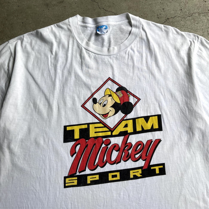 80年代 ディズニー Team Sports Mickey ミッキーマウス Tシャツ キャラクタープリントtシャツ ワンピース レディース 中古 海外買い付け古着 septicin Com