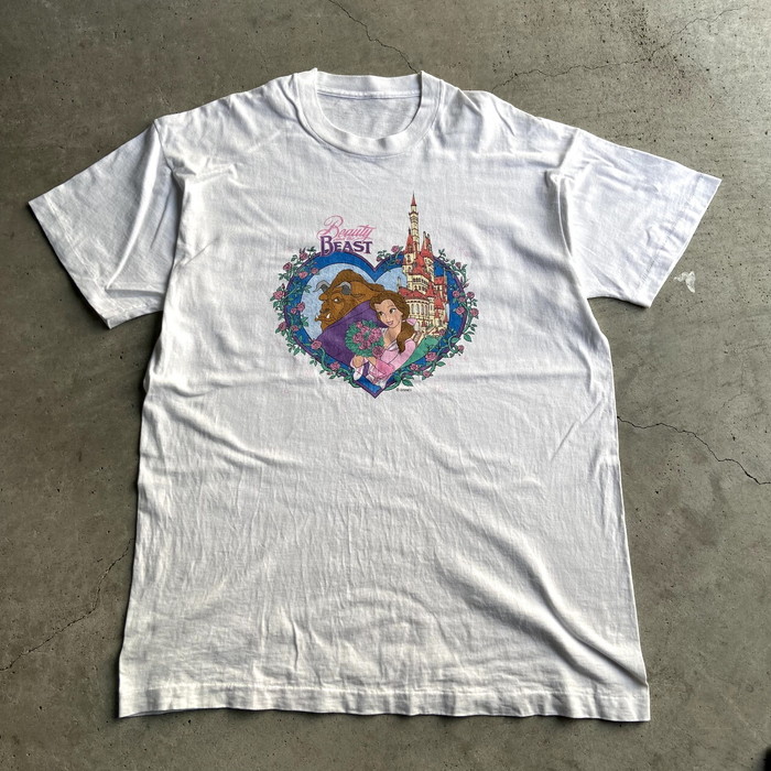 90年代 Disney ディズニー Beauty And The Beast 美女と野獣 キャラクタープリントtシャツ メンズxl相当 古着 中古 Giet Edu