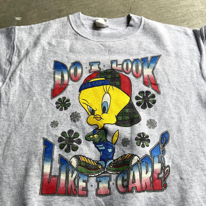 Usa製 90年代 Looney Tunes ルーニー テューンズ ラメ キャラクタープリント トレーナー レディースm 古着 中古 Liceochiloe Cl