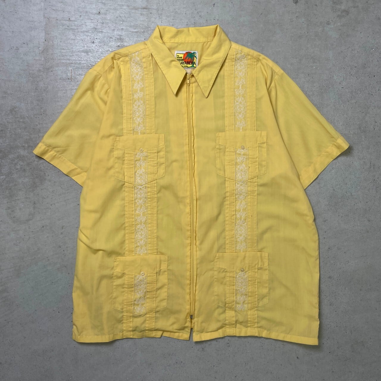 GUAYABERA キューバシャツ メキシカンシャツ フルジップ メンズ2XL相当 古着【中古】カーディガン【FS2501】【FS2601】【SS2603】