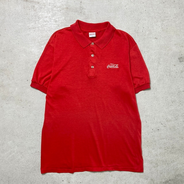 90年代 USA製 coca-cola コカ・コーラ アドバタイジング 刺繍 ポロシャツ メンズM相当 古着【中古】【FS2601】【SS2603】