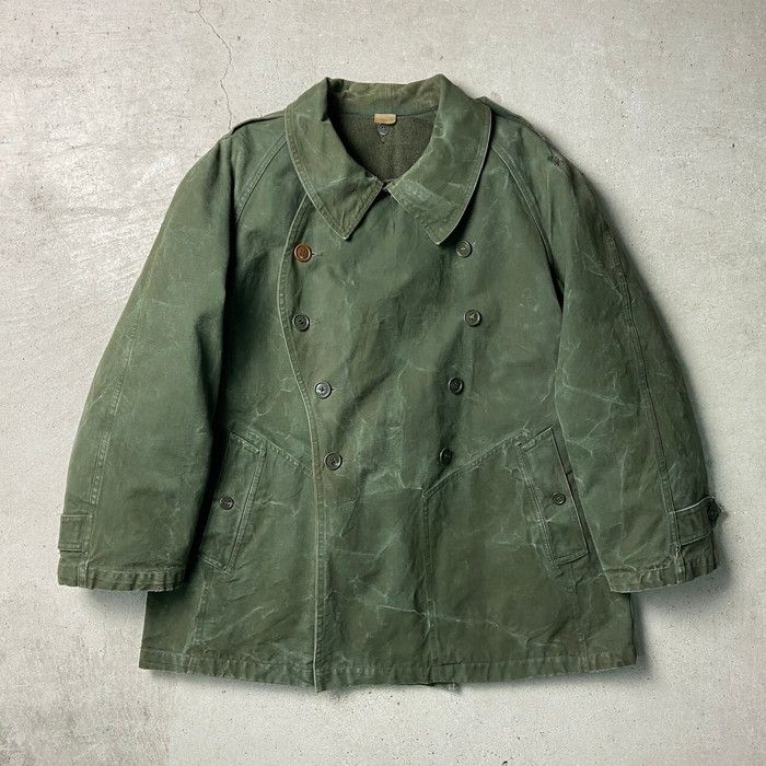 スウェーデン軍 50s頃 ドリルギャバジン カツラギ生地 コックジャケット スウェーデン軍 1950 ホスピタルスモック デッドストック