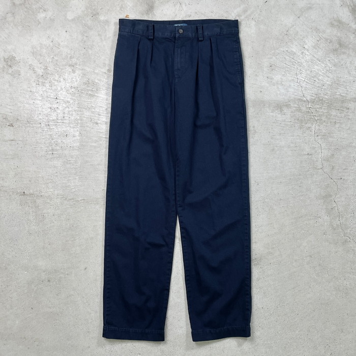 ~90s ローレンラルフローレン スラックス レーヨン ネイビー 2タック 90s CHAPS RALPH LAUREN 2タック レーヨン コットン スラックス