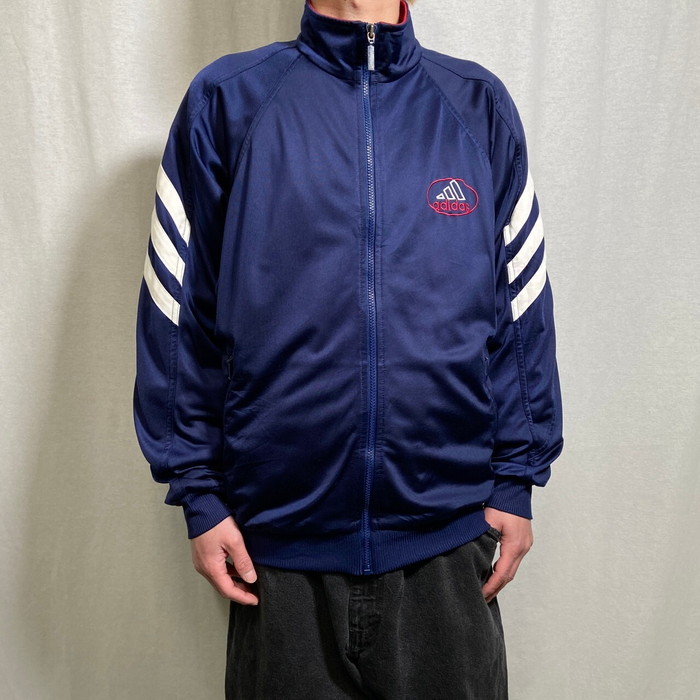 【USED】adidas アディダス トラックジャケット ネイビー 大きめロゴ adidas - アディダス adidas トラックジャケット 紺 ネイビー