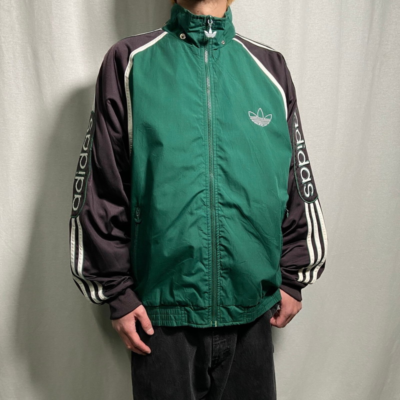 adidasトラックジャケット　古着 90s adidas Track Jacket エメラルド紺 L アディダス トラック