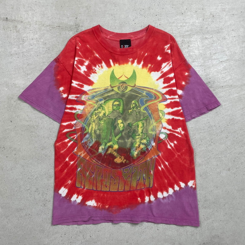 00年代 AEROSMITH エアロスミス バンドTシャツ バンT ツアーT タイダイ染め メンズL相当 古着【中古】【AS2509】【SS2603】