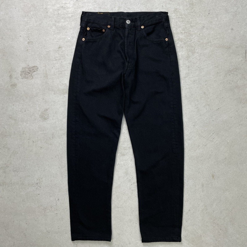 90年代 スペイン製 Levi's ユーロリーバイス 501 ブラックデニムパンツ テーパード メンズW29 古着【中古】【SS2603】
