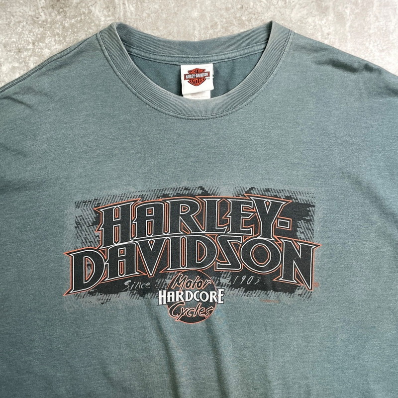 00日にち USA製 Harley-Davidson ハーレーダビッドソン ロングティーシャツ ロンT 自動二輪車 メンズ2XL 古着【中古】【SS2603】 トップス-Tシャツ・カットソー