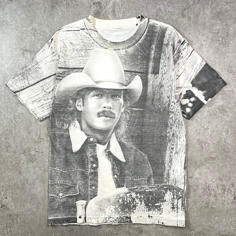 90年代 ALAN JACKSON アラン ジャクソン オールオーバープリント バンドTシャツ バンT メンズL相当 古着【中古】【AS2509】【SS2603】
