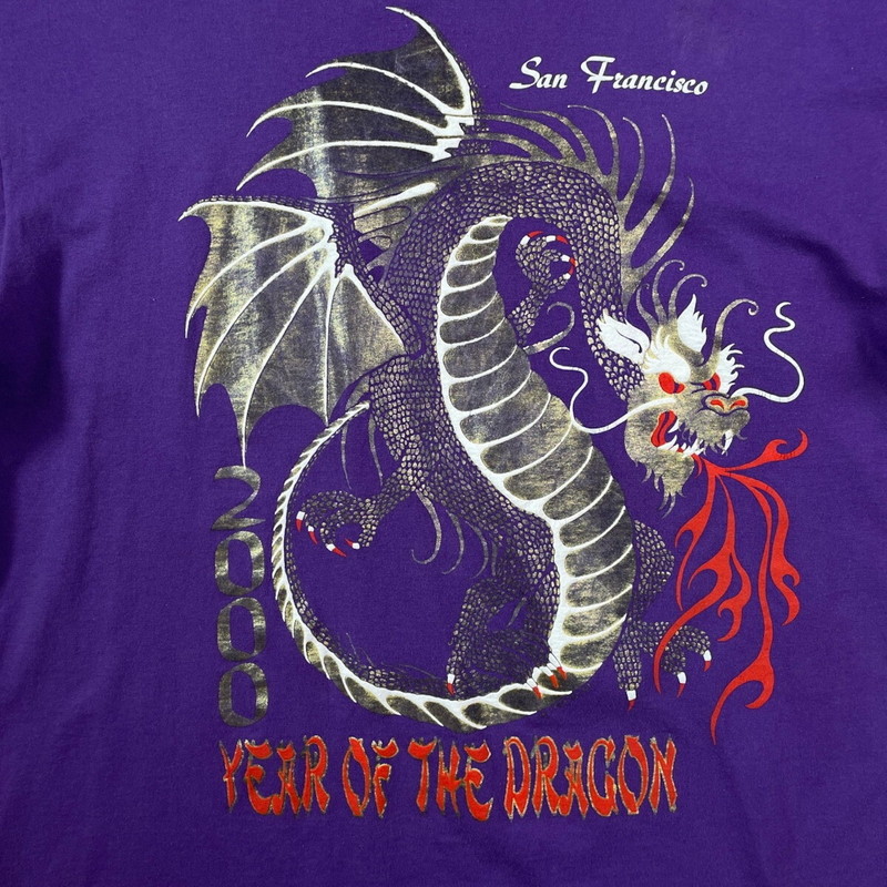 00年代 2000 YEAR OF THE DRAGON アート プリントTシャツ メンズL 古着【中古】【AS2509】【SS2603】