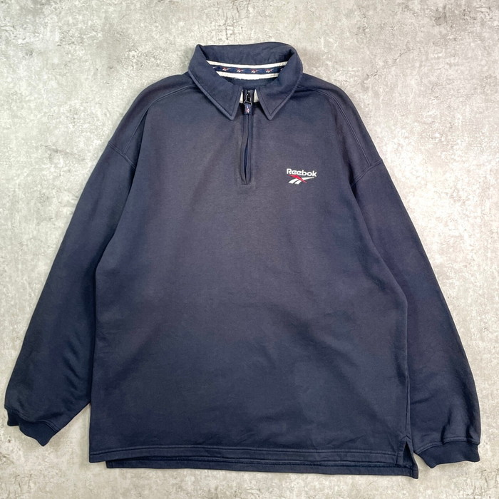 90年代 Reebok リーボック 襟付き ハーフジップ スウェットシャツ メンズXL相当 古着【中古】【SS2603】