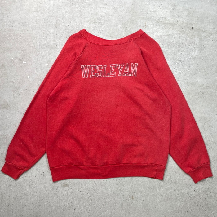 80年代 USA製 トリコタグ Champion チャンピオン WESLEYAN カレッジプリント スウェットシャツ メンズL相当 古着 80s ヴィンテージ VINTAGE 赤【中古】｜古着通販 cave古着屋