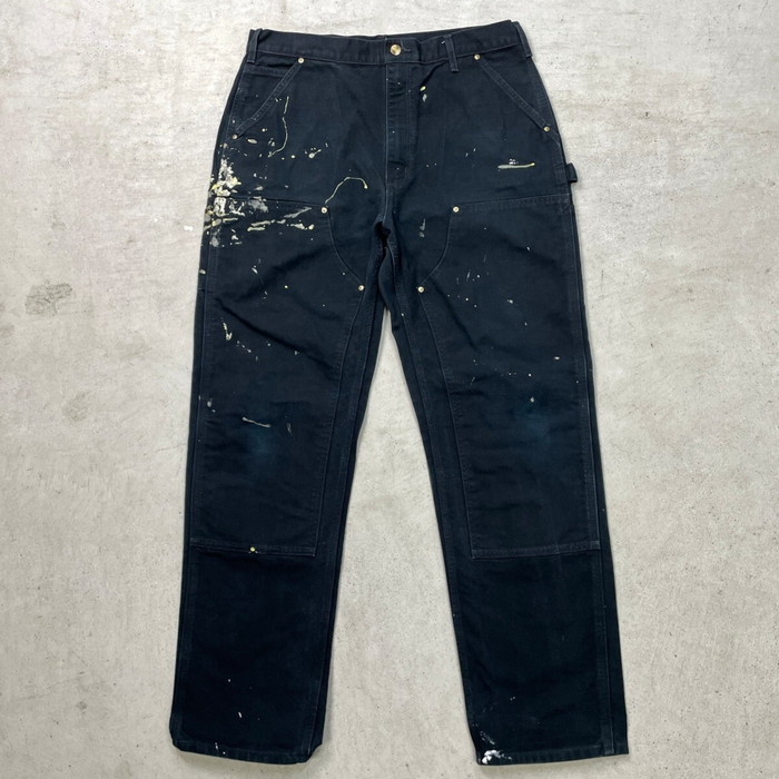 00年代 USA製 Carhartt カーハート ダブルニー ダック ペインターパンツ ペンキ飛び メンズW35相当 古着 00s Y2K VINTAGE ヴィンテージ アメカジ Loose Original Fit 黒色