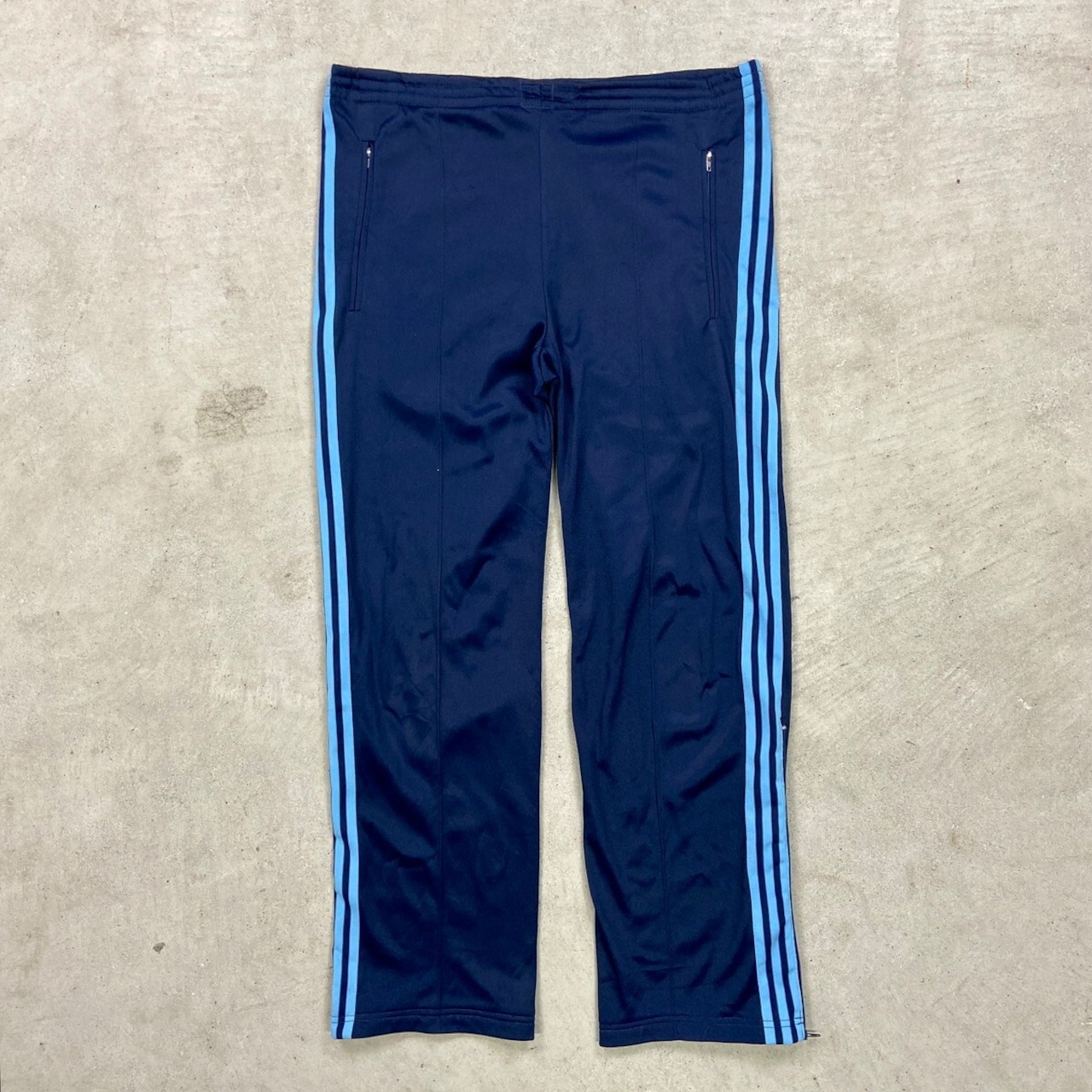 70~80年代 フランス製 VENTEX社製 adidas アディダス ジャージ トラックパンツ メンズL相当 古着 70s 80s ヴィンテージ VINTAGE サイドライン サイドジップ 紺色 水色