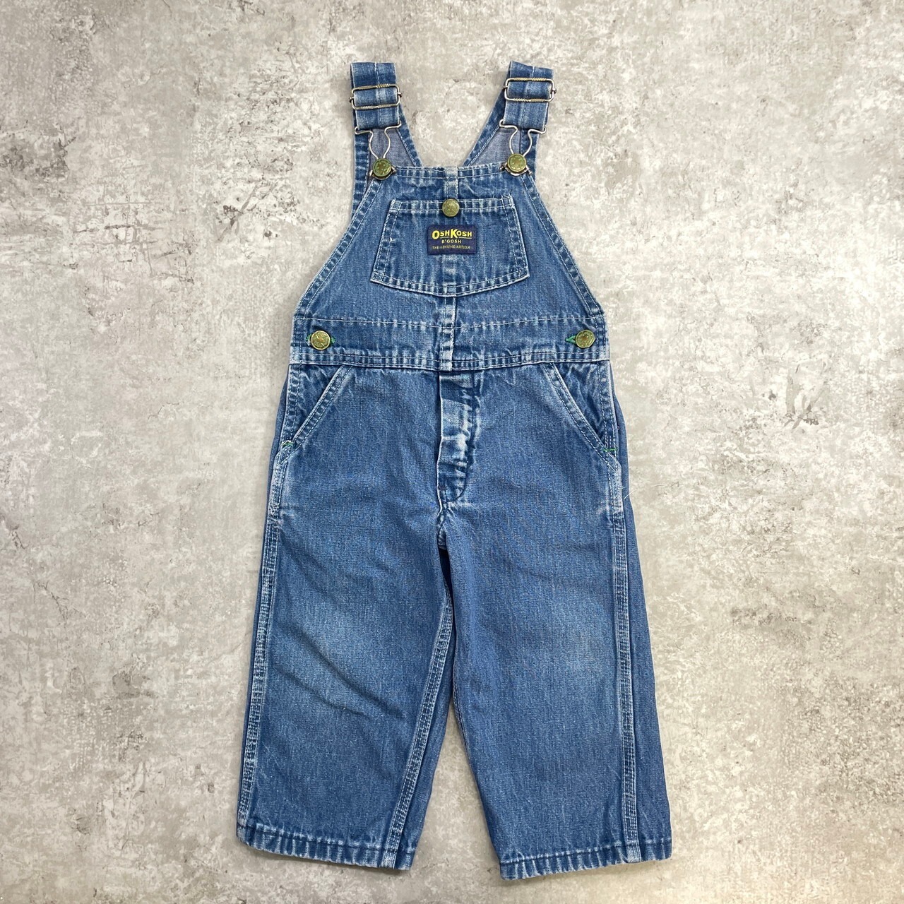 Kids 70年代 USA製 OSHKOSH オシュコシュ デニム オーバーオール キッズ2-3歳 90-100cm相当 古着 90s VINTAGE 42TALON レジスターマークなし ヴィンテージ 子供服 ベビー服