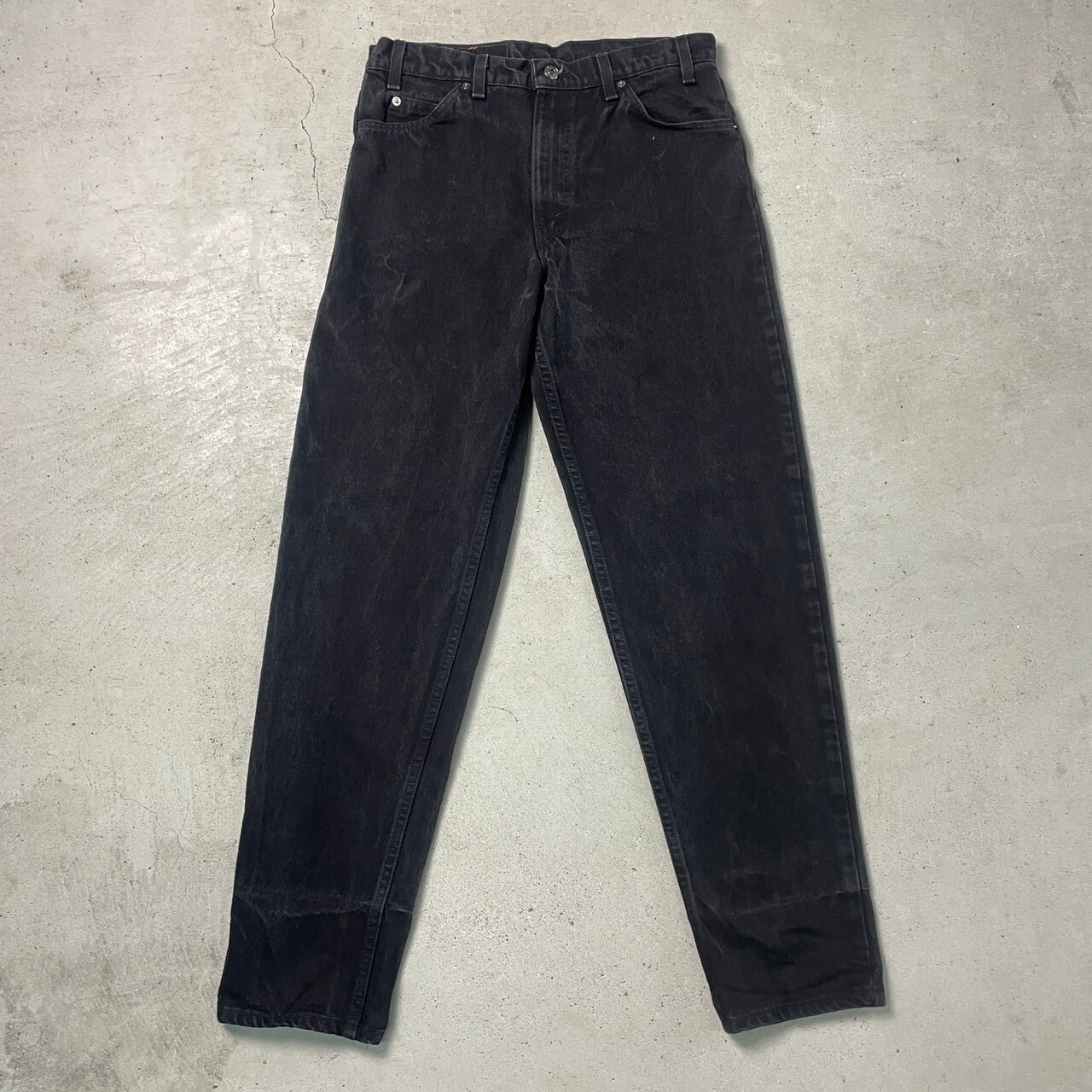 90年代 USA製 Levi's リーバイス 550 オレンジタブ 後染め ブラックデニムパンツ メンズW34 古着 90s テーパード RELAXED FIT TAPERED LEG ヴィンテージ VINTAGE ブラック 黒色