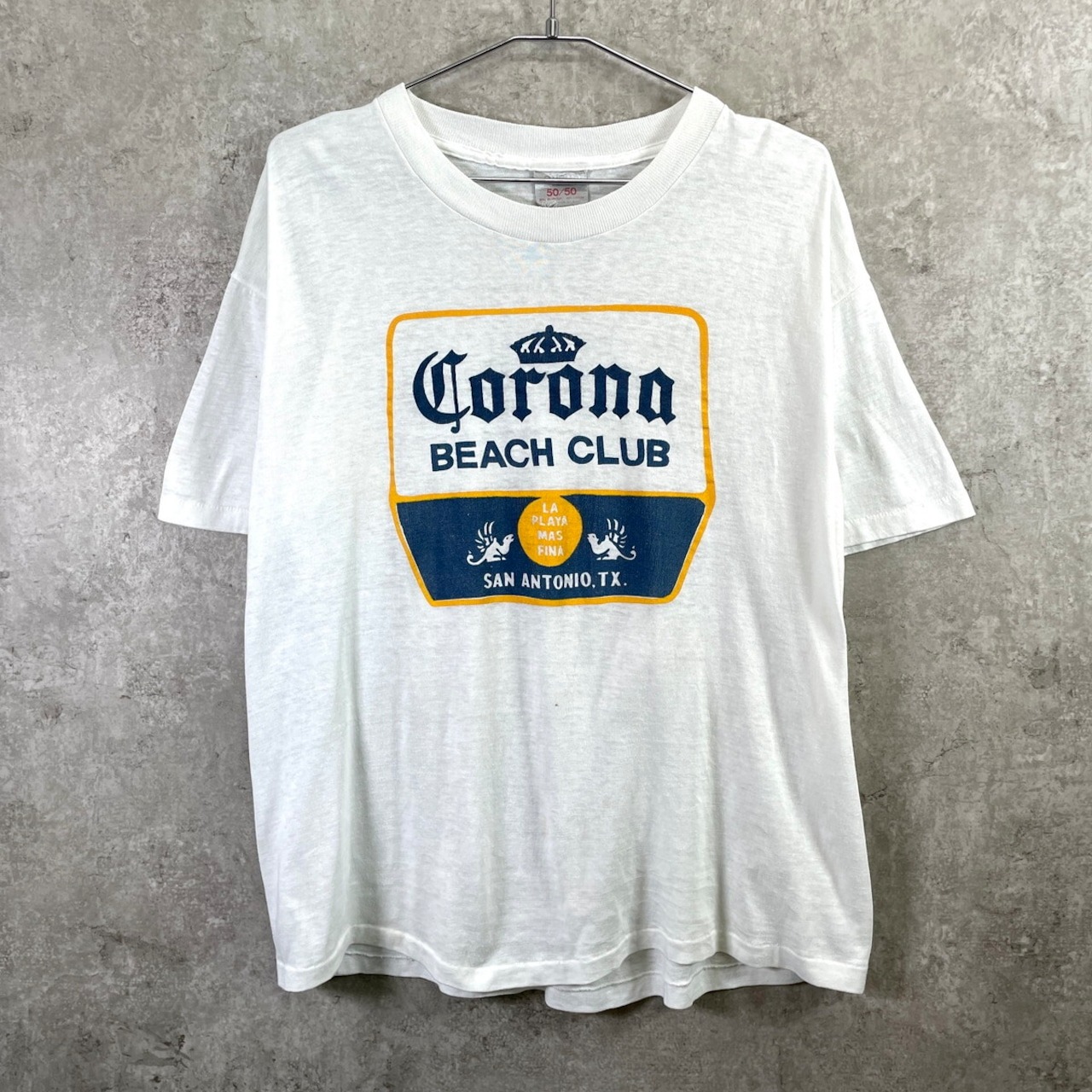80~90年代 USA製 Corona コロナビール 企業ロゴプリントTシャツ メンズM相当 古着 80s 90s ヴィンテージ VINTAGE アドバタイジング お酒 シングルステッチ 白